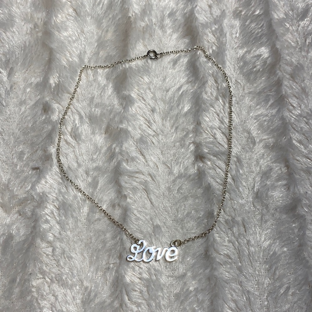 Silver love necklace chocker simple silver clasp necklace script letters